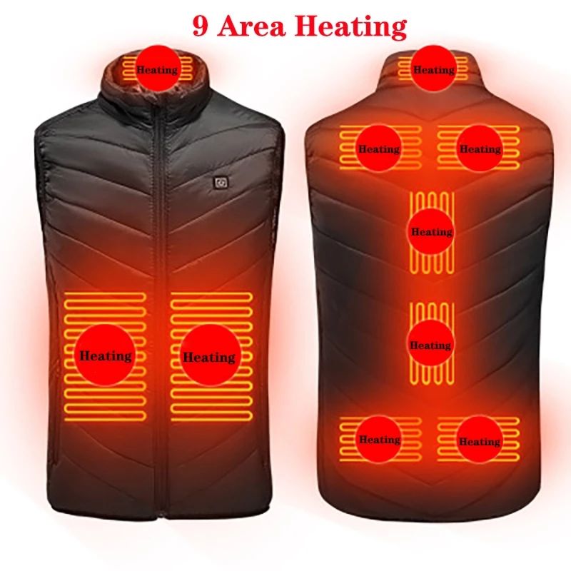 Washable Unisex Heating Vest for Men Women Lightweight Usb Electric Heated Vest for Outdoor Activities with 9 Heating Zones