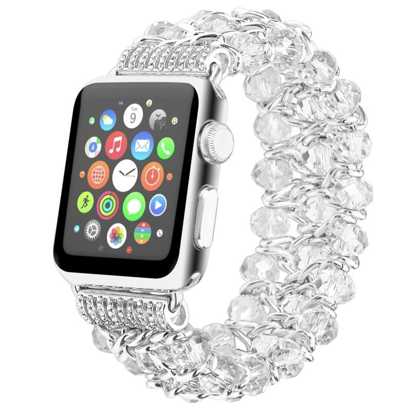 Watch Band Beaded Gemstone Bracelet Band for Apple Watch Series 4/5/6 Band Rhinestone