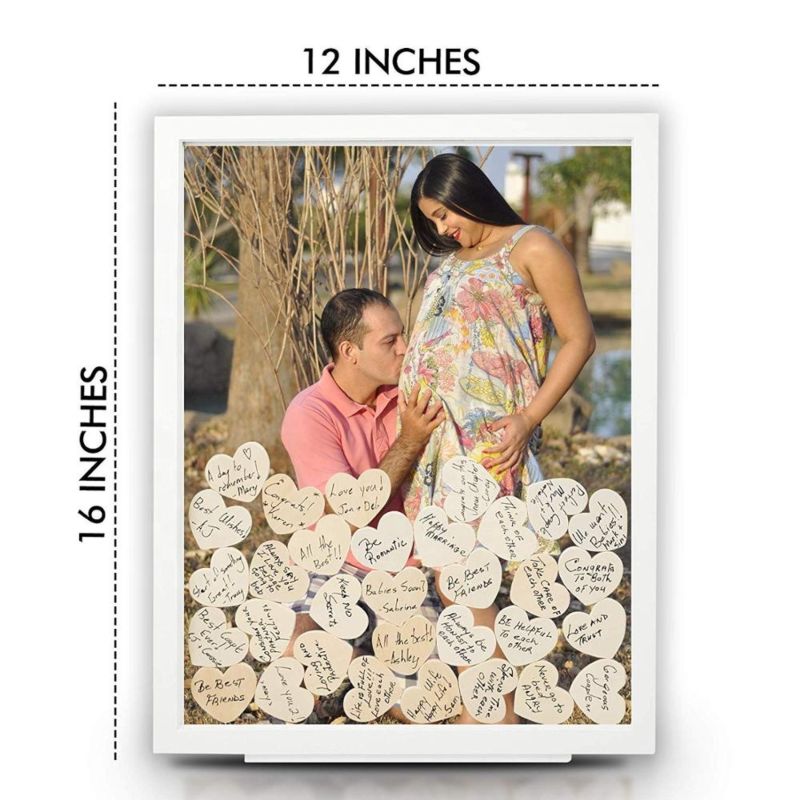 Wedding Guest Book Iron Wood Photo Frame Natural Personality Bubble Bag + Carton Size Rectangular Guestbook Sign 30X40Cm