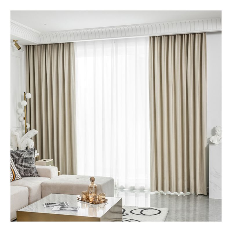 White Elegance Interior Thermal Insulated Double Panel Blackout Curtains Soft Velvet Curtain for Bedroom