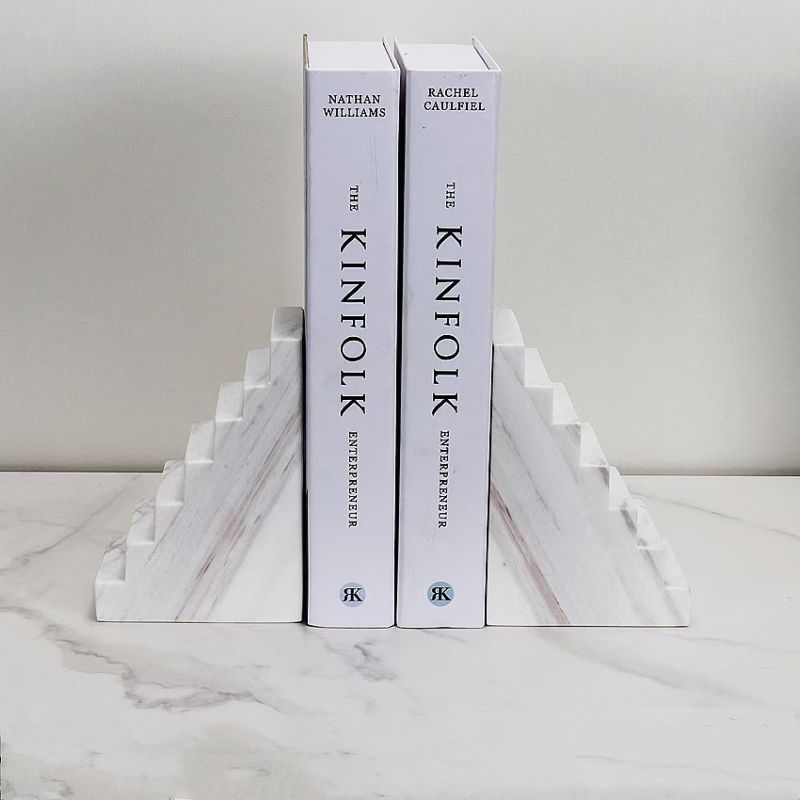 White Marble Creative Step Bookends Stair Case Bookends