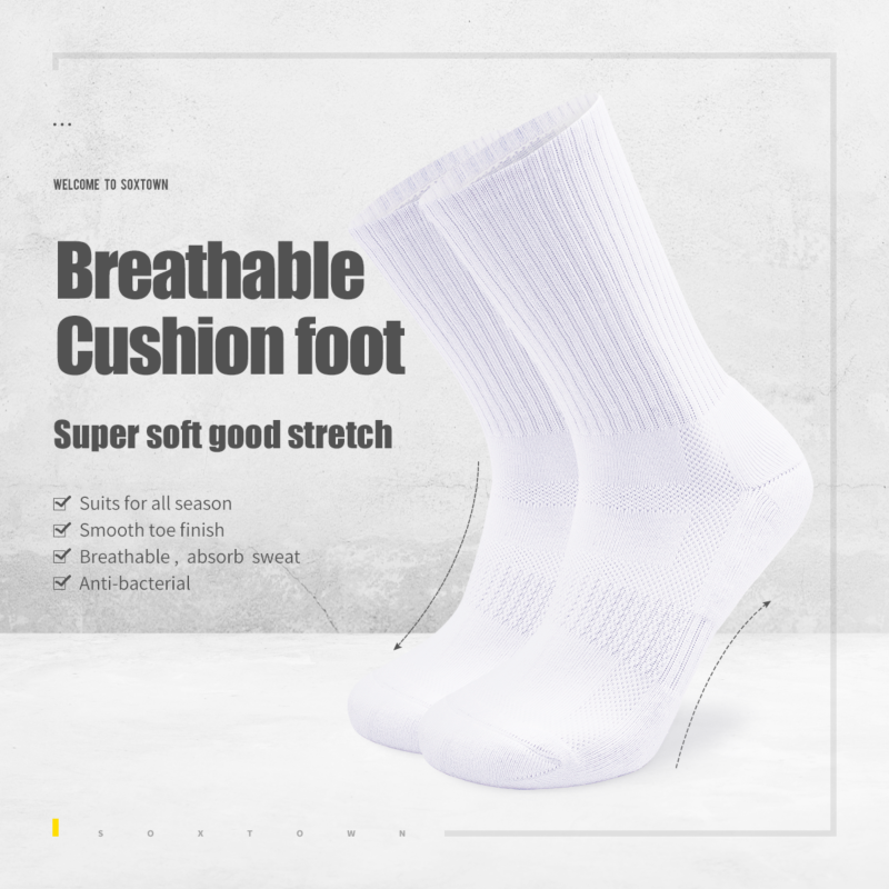 White Women Cushion Mens Crew Socks