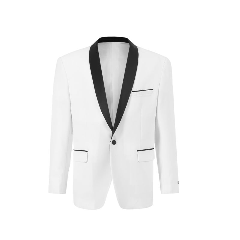 Whiter Fabric Blazer Is Tailored for Men's Leisure with Long Sleeves