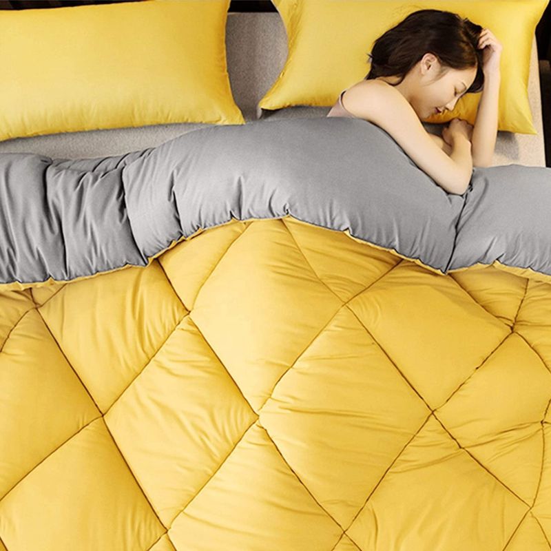 Wholesales Design Solid Color Microfiber 2-Tone Reversible down Alternative Filling 3Pcs Quilt Set