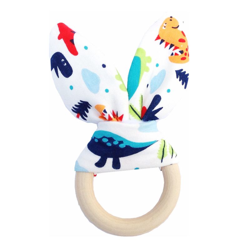 Wholesales Wood Bunny Teether Organic Teething Ring Neutral Baby Wood Teething Ring