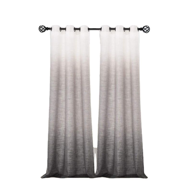 Window Sheer Polyester Linen Look Curtain Panel Linen Gradient Print Fabric for Living Room Bedroom