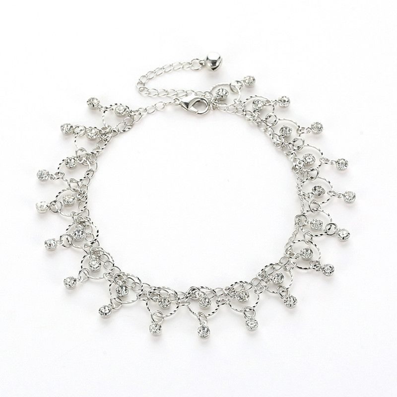 Wj-10093 Yiwu Accessories Vintage Tassel Chain Cuban Link Anklet Sell Diamond Tassel Anklets for Women