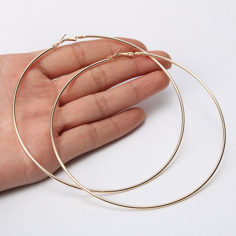 Women 18K Gold Filled 30 to 100Mm Big Circle Hoop Earrings Smooth Large Hoop Earrings