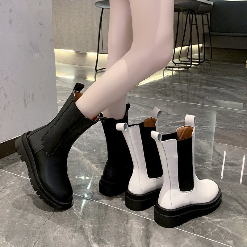 Women Ankle Boots Warm Snow Shoes Black White Boots Pu Leather Ladies Platform Booties Fur High Heels
