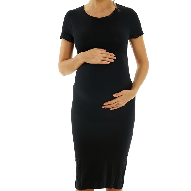 Women Everyday Regular Spandex Crew-Neck Short Sleeves Seamless Maternity Sleepwear Casual Dress Pregnant Maternity Dresses