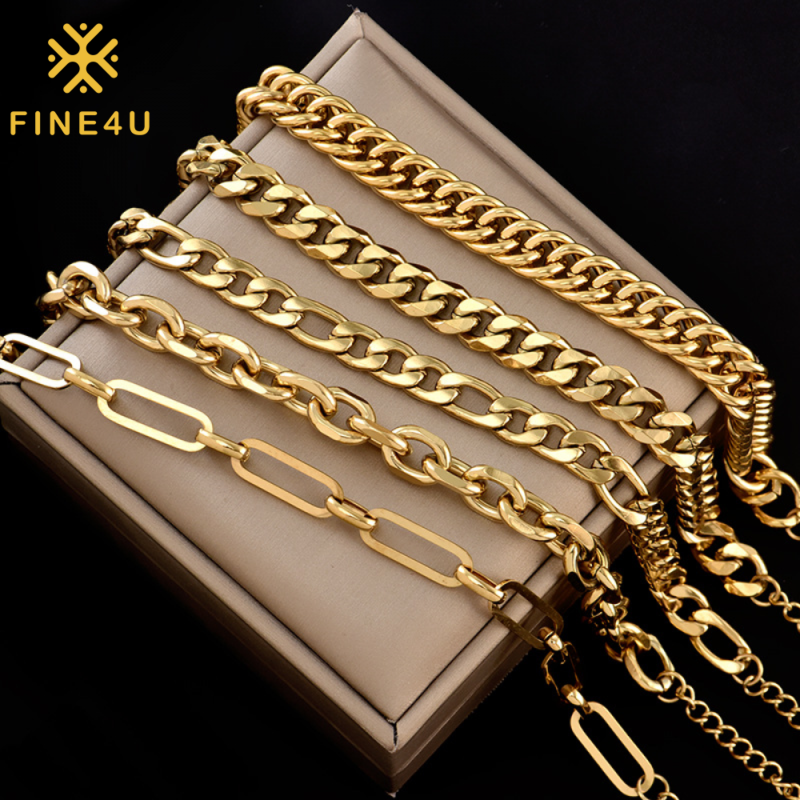 Women Foot Jewelry Gold Plated Stainless Steel Cuban Link Chain Anklet