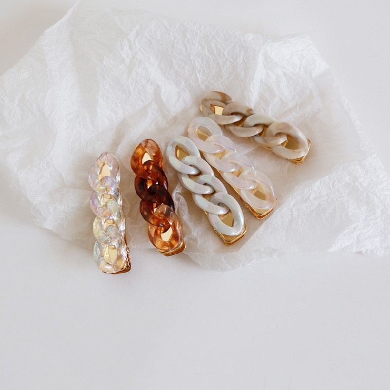 Women Hair Accessories Duck Hairpin Acrylic Acetate Resin Clear Chain Link Hair Clip for Girls