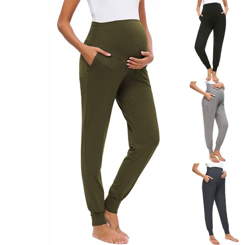 Women High Waist Pregnant Sweatpants Lounge Wear Jogger Yoga Maternity Pants