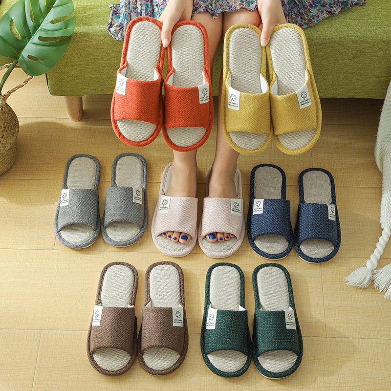 Women Men Bedroom Slippers Colorful Home Furnishing Flax Slippers