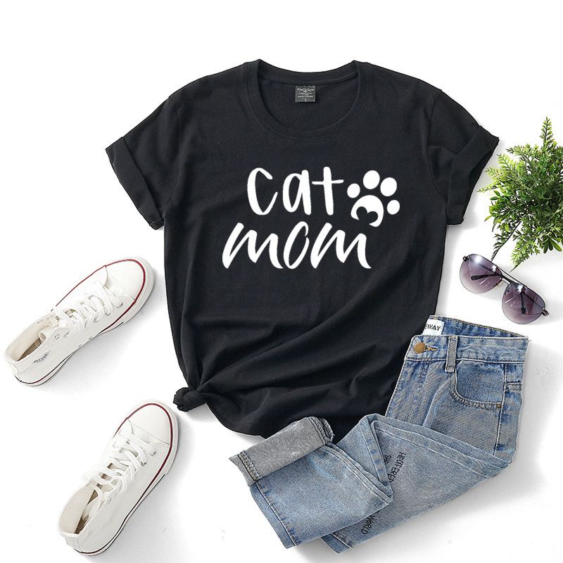Women T-Shirts Casual Printed Tops Tee Ladies Letter Casual Cotton T-Shirt