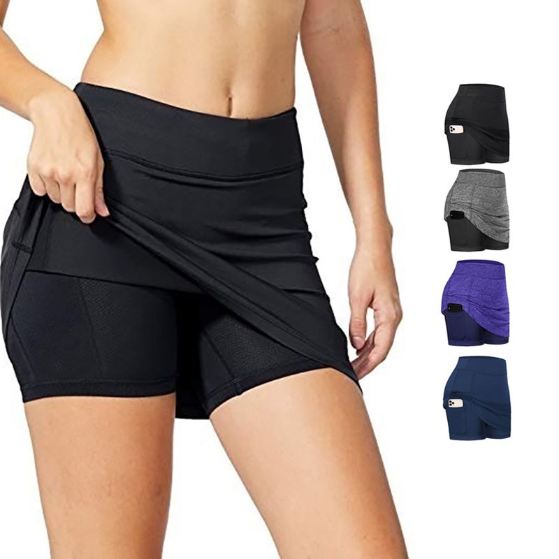 Women Tennis Skirts Inner Shorts High Elastic Sports Golf Skorts with Pockets S-5Xl