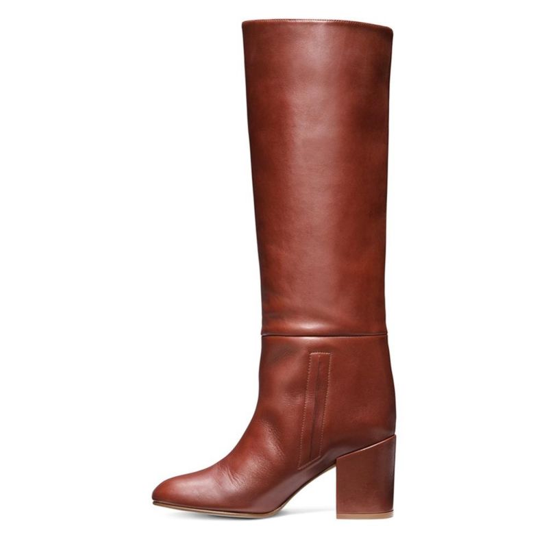Women's Pu Leather Suede Block Chunky Heel Knee High Long Boots