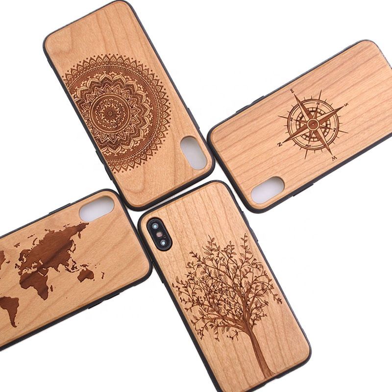 Wooded Tpu Material Shockproof Blank Real Natural Wood Cell Phone Case for Iphone 7 8 plus X Xs Max for Samsung S10 S10Plus