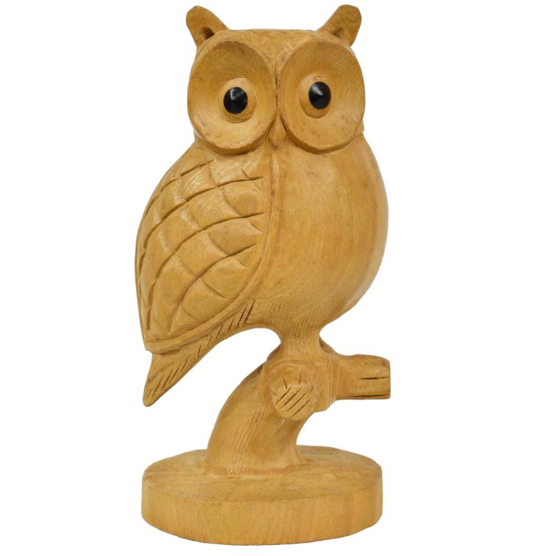 Wooden Handicraft Wooden Owl Figurine Statues
