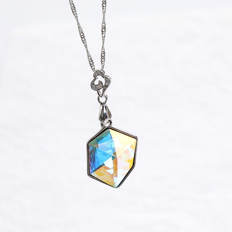 Xichuan Tilted Dice Shaped Ice Cube Fancy Crystal Glass Alloy Back Pendant Necklace Strass Rhistone Diy Decoration Accessories