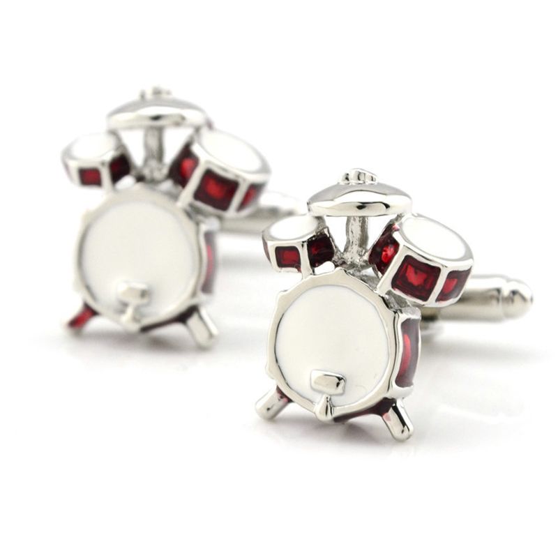 Xixia High 3D Drum Set Cufflinks Epoxy Design for Men Shirts Cuff Links