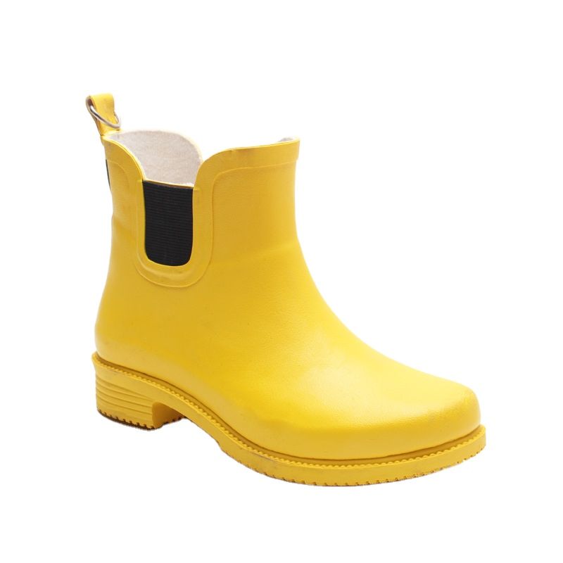 Yellow Customized Excellent Reflective Cloth Rain Women Ankle Rubber Rain Ankle Boots