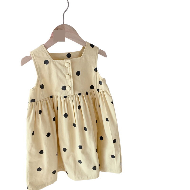 Summer Yellow Kids Cotton Girls Sleeveless Other Dresses