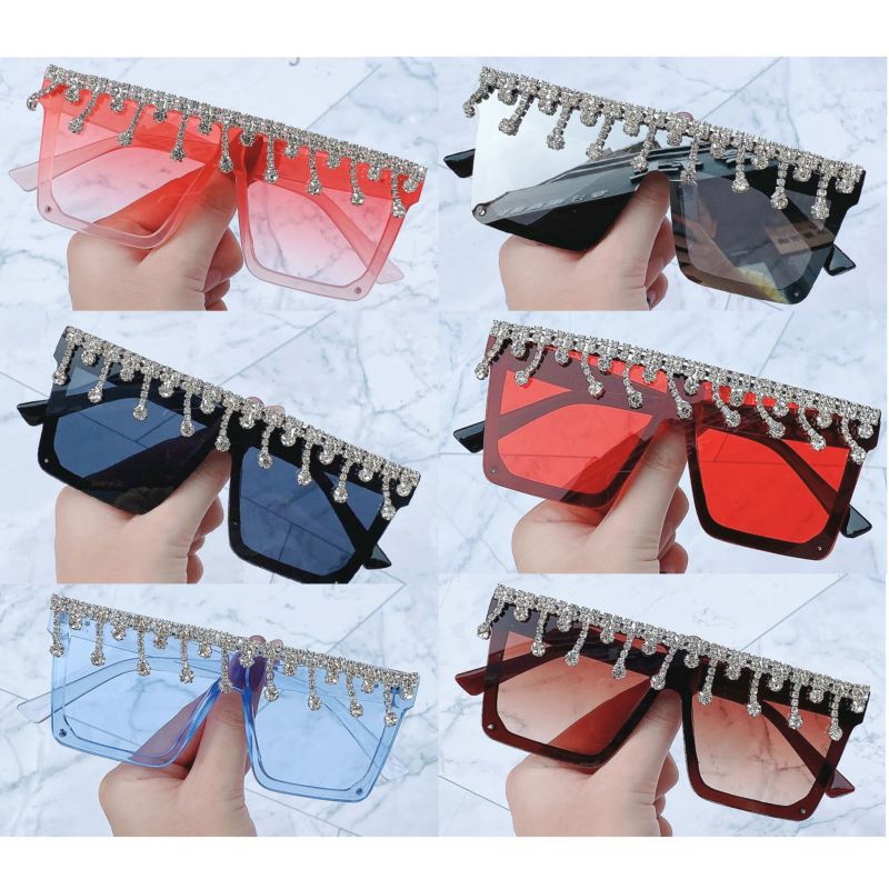 Yiding Squared Uv 400 Protection Rhinestone Oversized Shades Diamond Sunglasses Women Sun Glasses Shades with Rhinestones