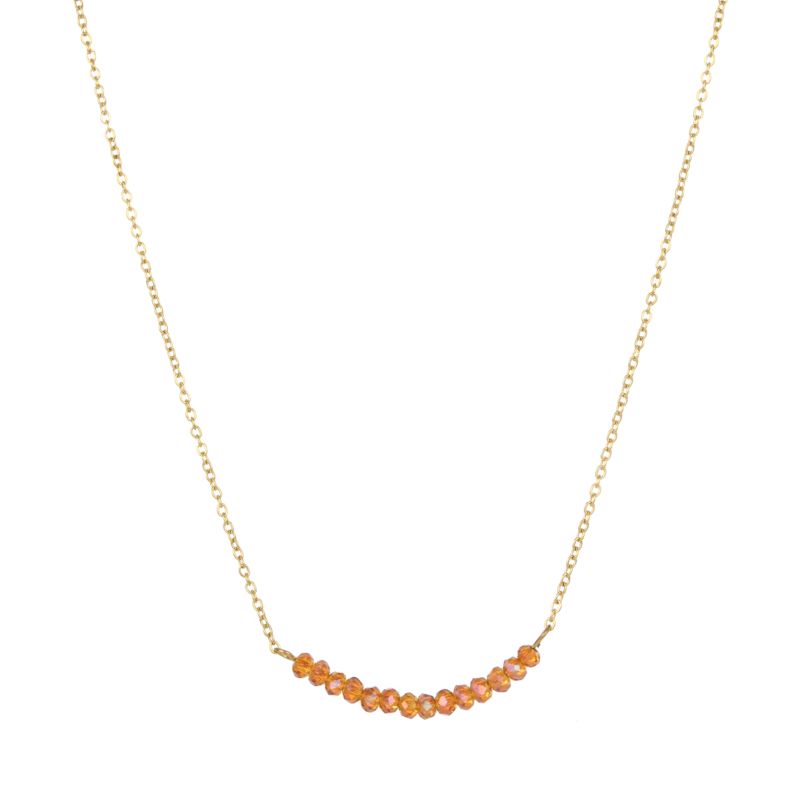 Yiwu Female Jewelry 14K Gold 316L Stainless Steel Crystal Beads Pendant Dainty Thin Chain Necklace