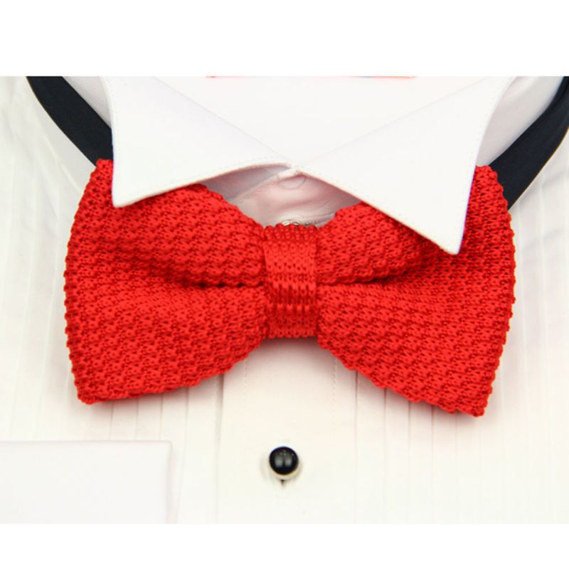 Youth Men Big Boys Formal Polyester Knit Men's Knitted Bow Tie Knitting Casual Tuxedo Bowties Knited Tie Solid Pre-Tied Bow Tie