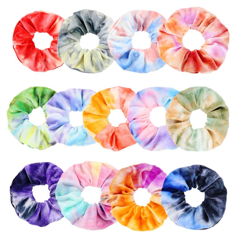 Yucat Elastic Ponytail Holders Women Hair Scrunchies Accessories Hair Ties Velvet Tie Dye Scrunchies