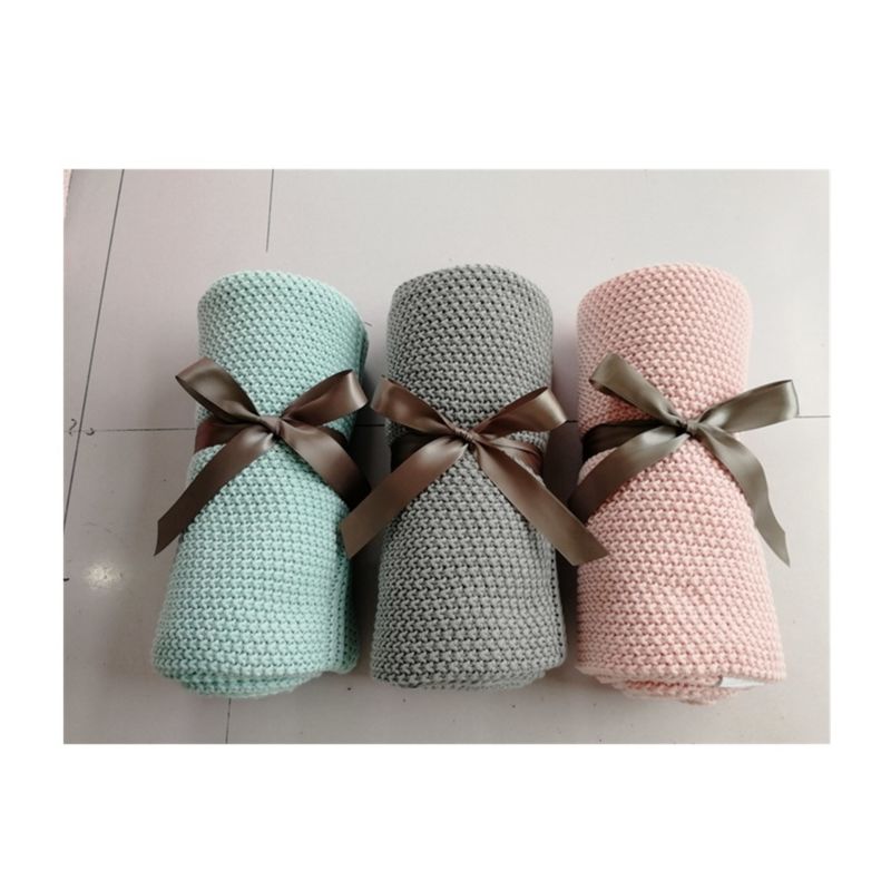 Zero Defect Classic Luxury 100% Cotton Organic Cotton Rice Stitch Knit Born Baby Throw Blanket