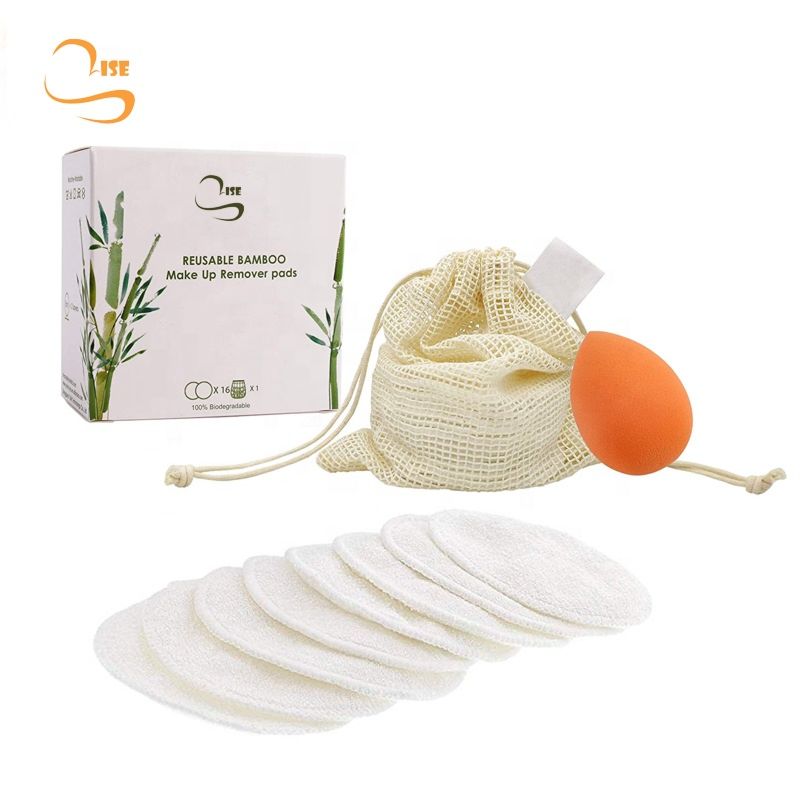 Zero Waste 3.15" round Eco-Friendly Reusable Bamboo Terry Cleansing Pads All Skin Soft Face Wipes Makeup Remover