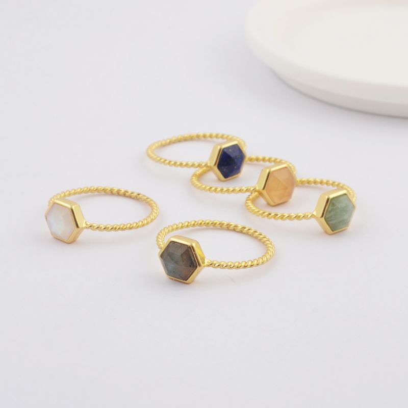 Zg0449 Healing Crystal Jewelry Ring Stacking Natural Gemstone Crystal Ring