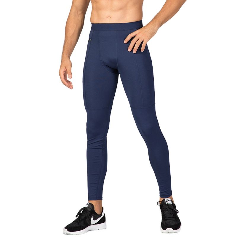 Zipper Pocket Wicking Man Quick Drying High Elastic Tight Fitting Leggings Man Polyester Stretch Sports Running Fitness Trousers