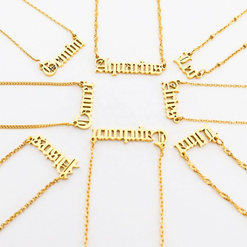 Zodiac Croc Charm Gold Necklace Choker Zodiac Jewelry Collares De Acero Inoxidables Jewelry for Womans Indians
