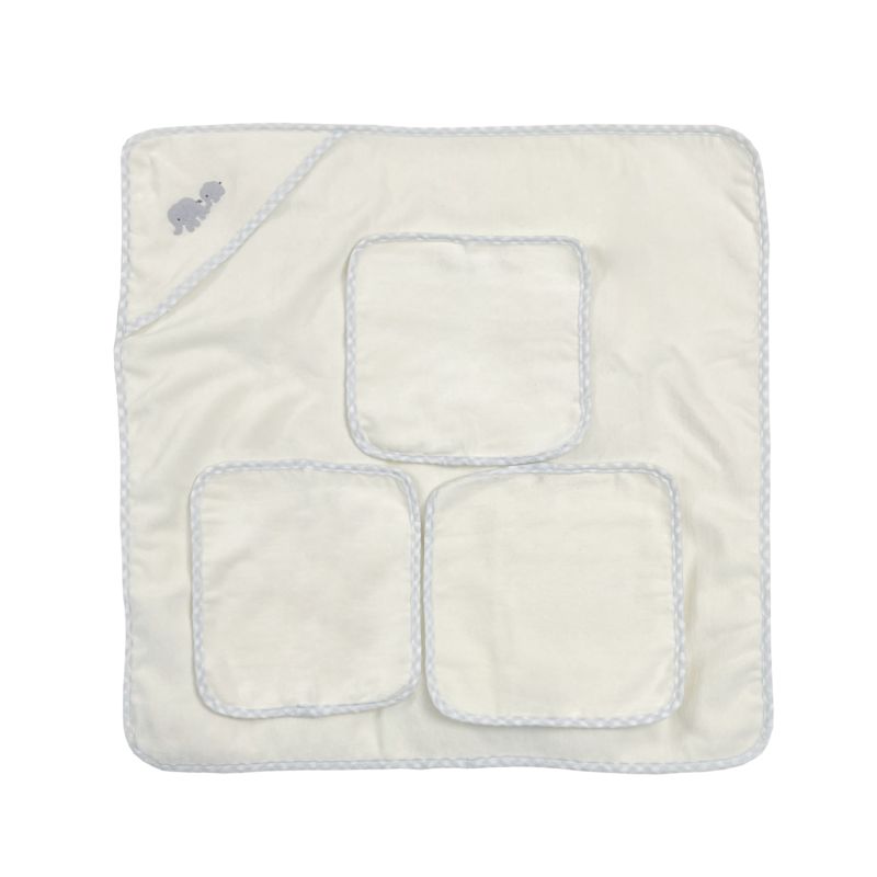 100% Cotton Baby Hooded Towel Set with Face Towel