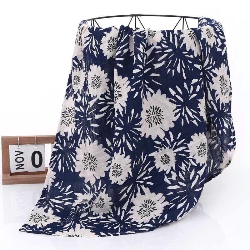 100% Cotton Muslin Swaddle Blanket Tassel 120*110 Cm Wrap Towel for Baby