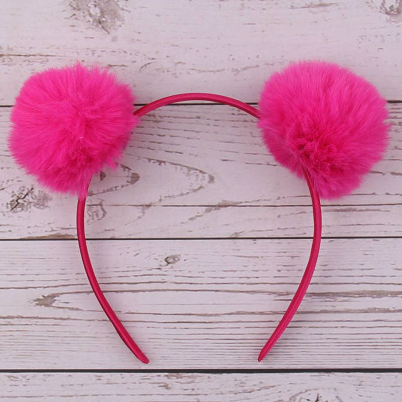 12Colors Headband with Rainbow Pom Poms Hair Band for Girls Hair Hoop Fur Ball Furry Ears Stylish and Easter Gift