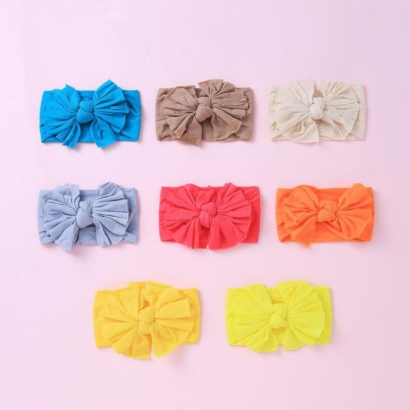 35 Colors Nylon Hair Accessories American Handmade Baby Kids Headwrap Elastic Bow Headband