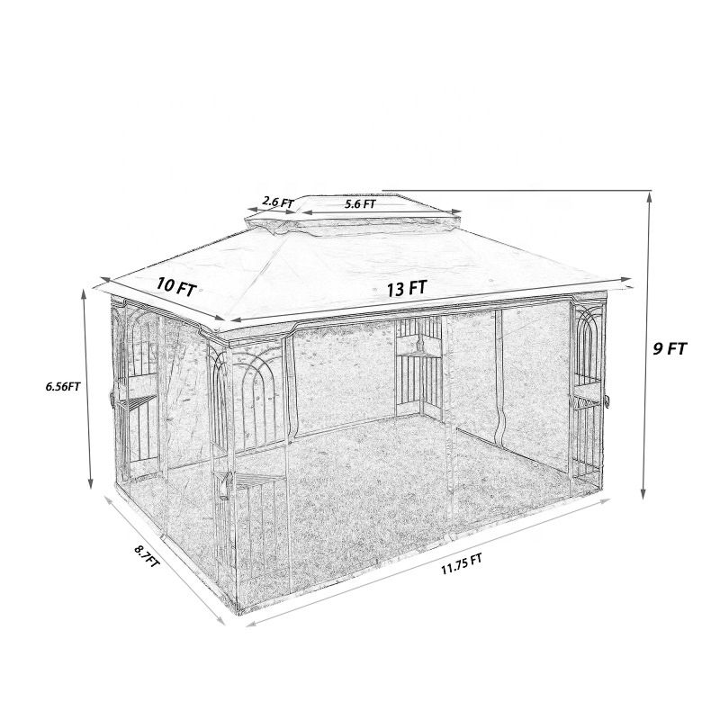3X4Mdouble Square Tops with Mosquito Netting Outdoor Garden Gazebo Tent