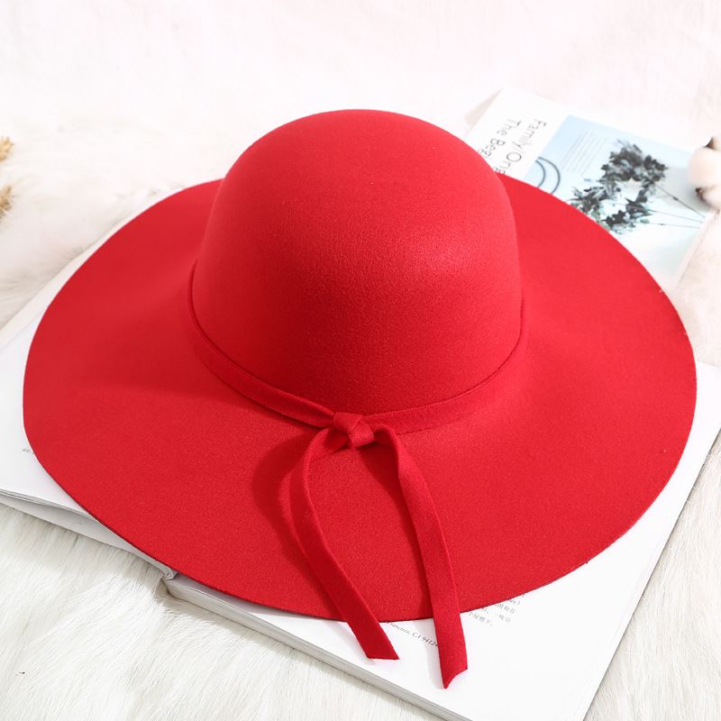 Allch Rts Polyester Women Fedora Wide Brim Camel Color Felt Floppy Hat