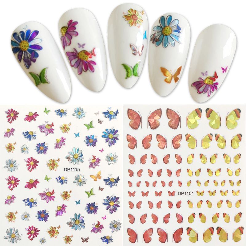 Arrivals Korea Nail Art Embossed Adhesive Non-Toxic Decorative Flower 3D Nail Sticker