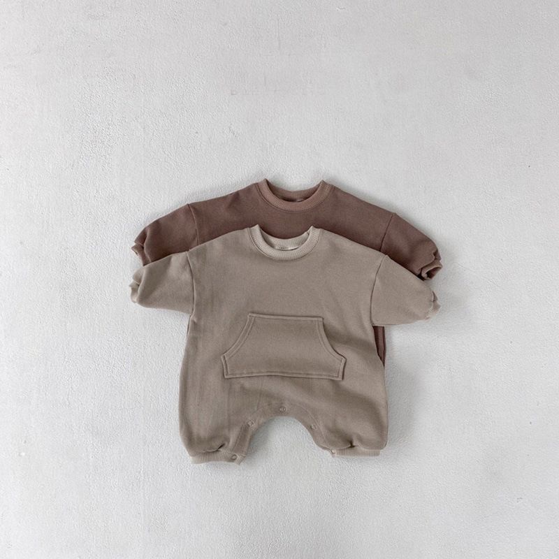 Autumn Baby Rompers Long Sleeve Jumpsuit Baby Pocket Casual Crawler Baby Sweatshirt Romper