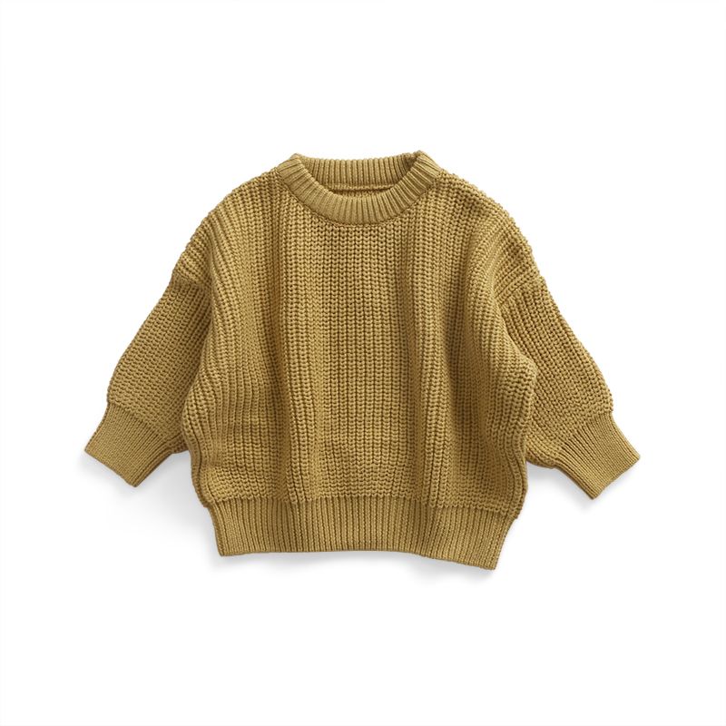 Autumn Newly Baby Girls Solid Color Cardigan Oversized Knit Kids Sweaters