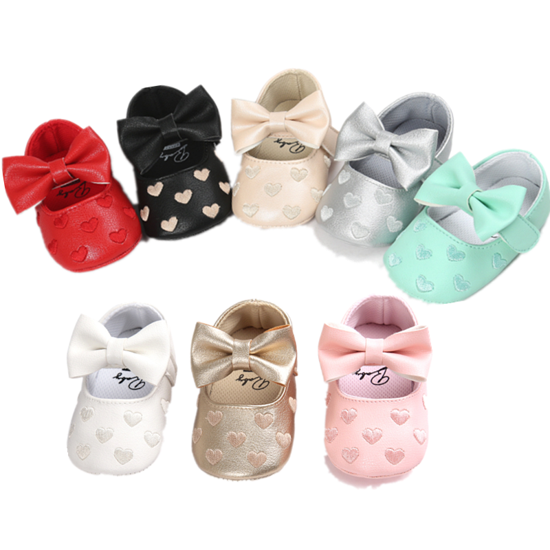 Baby First Walker Bow-Knot Shoes Soft Leather Prewalker Baby Girl Casual Dress Ballet Shoes
