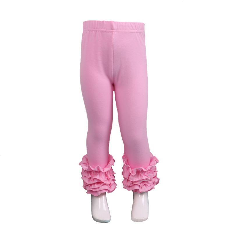 Baby Girls Boutique Stock Rts Ruffle Pants Solid Color Icing Leggings Kids Infant Long Ruffle Casual Pants