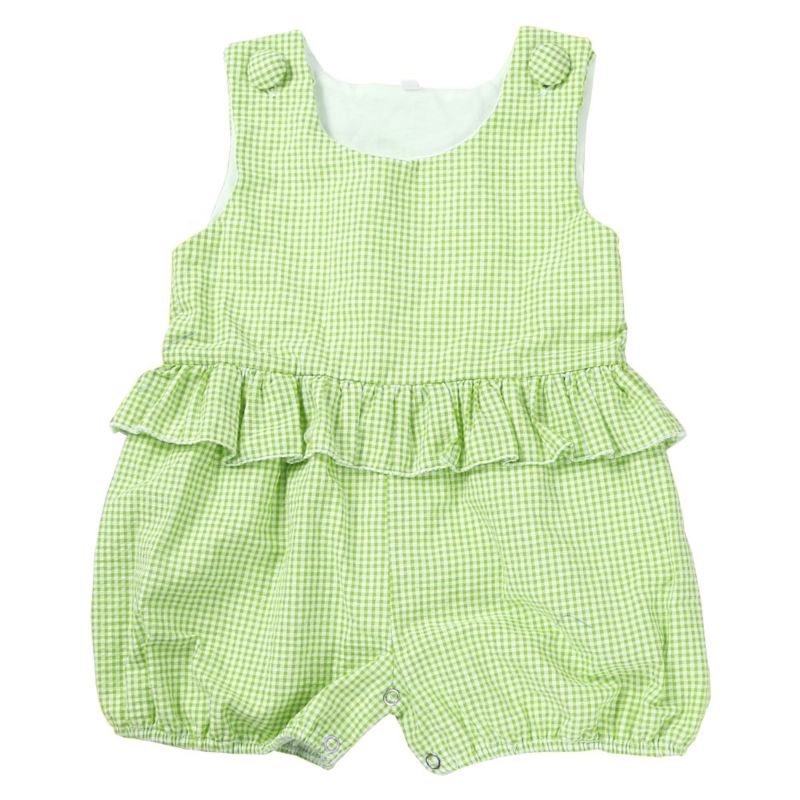 Baby Girls Clothes Boutique 100 Cotton Gingham Seersucker Infant Girls Kids Bubble Lined Ruffle Cute Baby Rompers