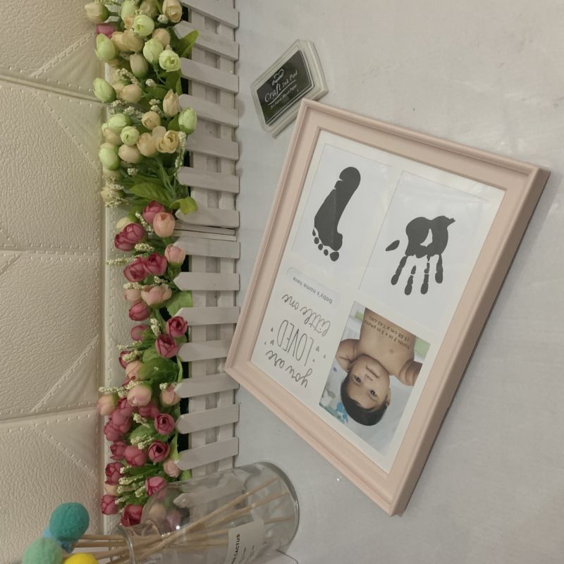 Baby Hand and Foot Print Mud Baby Hundred Days Souvenir Footprints One Year Old Gift Baby Frame