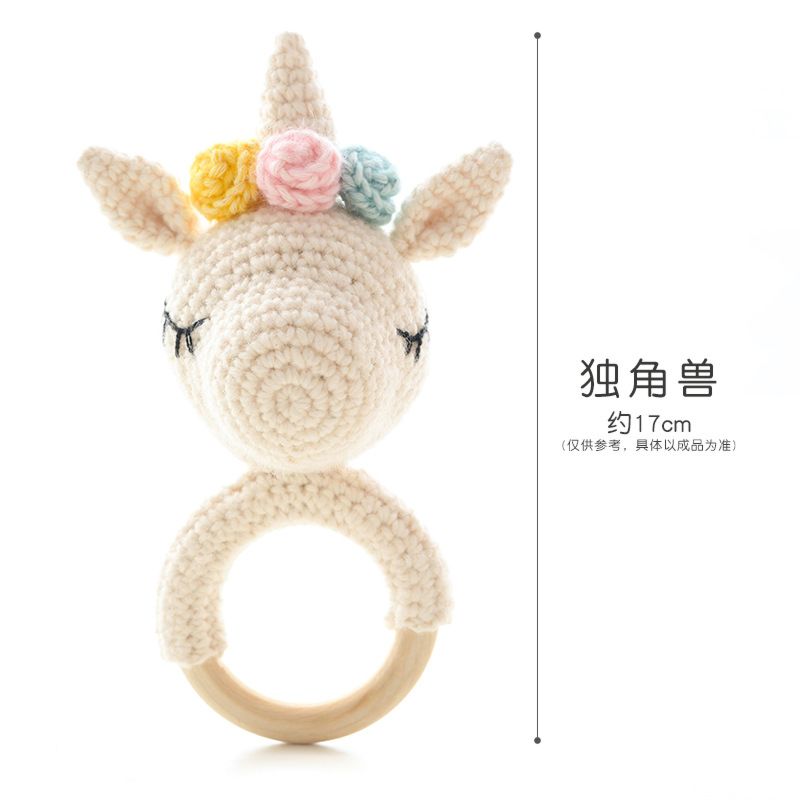 Baby Teether Safe Wooden Toys Mobile Pram Crib Ring Diy Crochet Rattle Soother Teether Toys